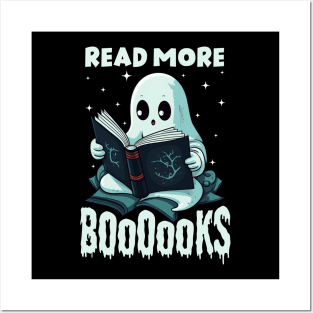 Cute Booooks Ghost Read More Books Funny Teacher Halloween Posters and Art